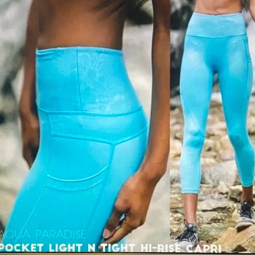 Zyia size 12 Aqua Paradise Picket Light n Tight Hi-rise Capri